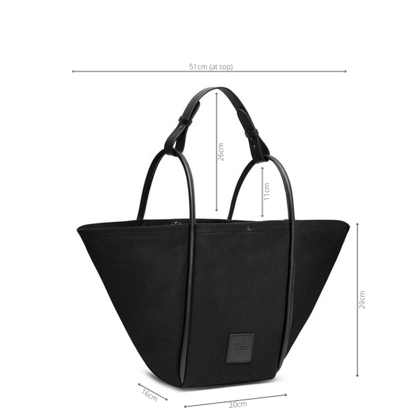 Fifth Avenue Tote Shoulder Bag Black Canvas & Leather