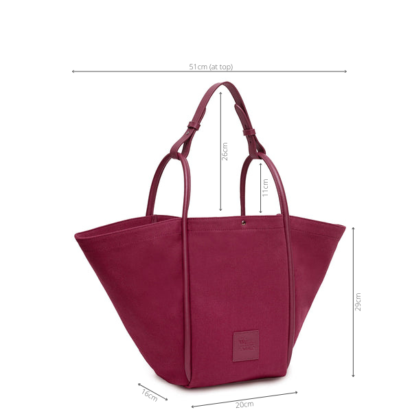 Fifth Avenue Tote Shoulder Bag Burgundy Canvas & Leather