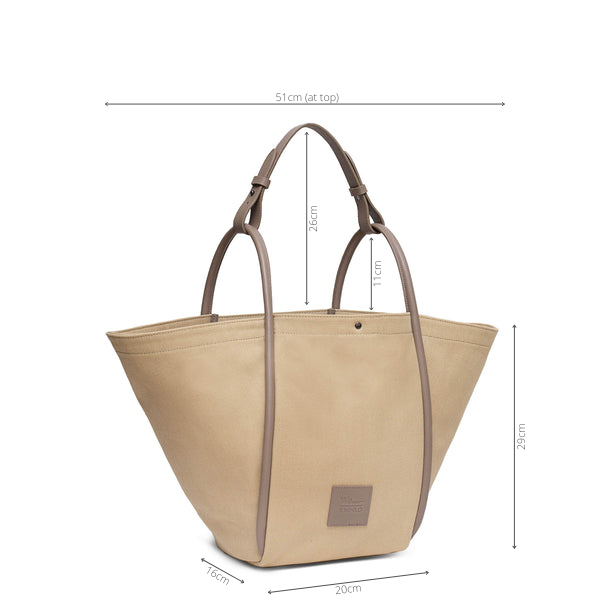 Fifth Avenue Tote Shoulder Bag Camel Canvas & Leather