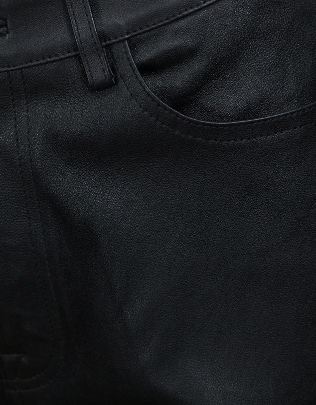 Grove Straight Leg Pant Black Stretch Leather