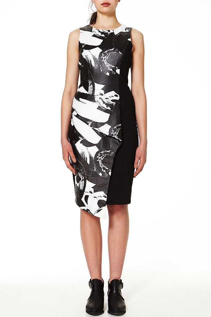 Vanderbilt Leather Dress with Fold PRINT - SAMPLE