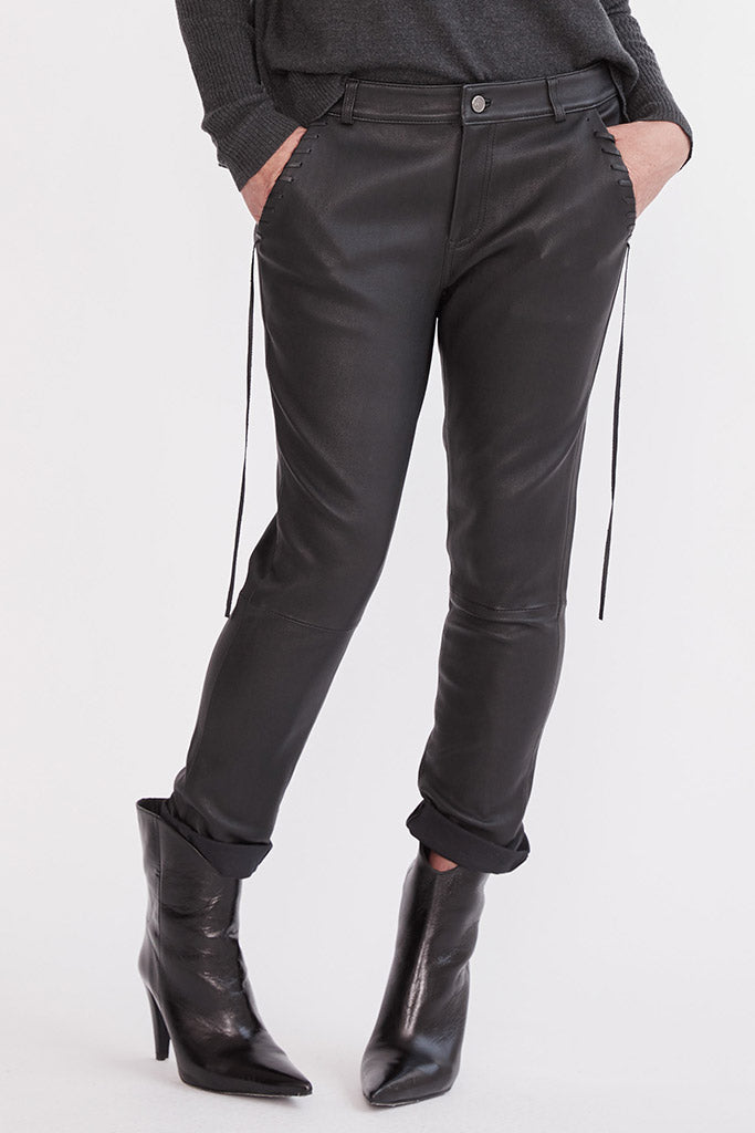 The Bondi Slouch Pant Black Stretch Leather