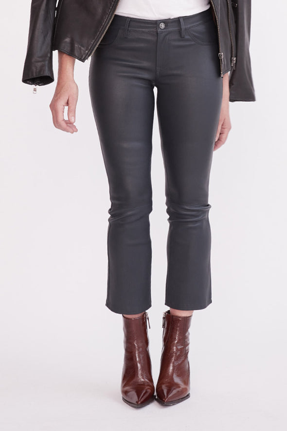 Midtown Kick Flare Pant Ink Stretch Leather