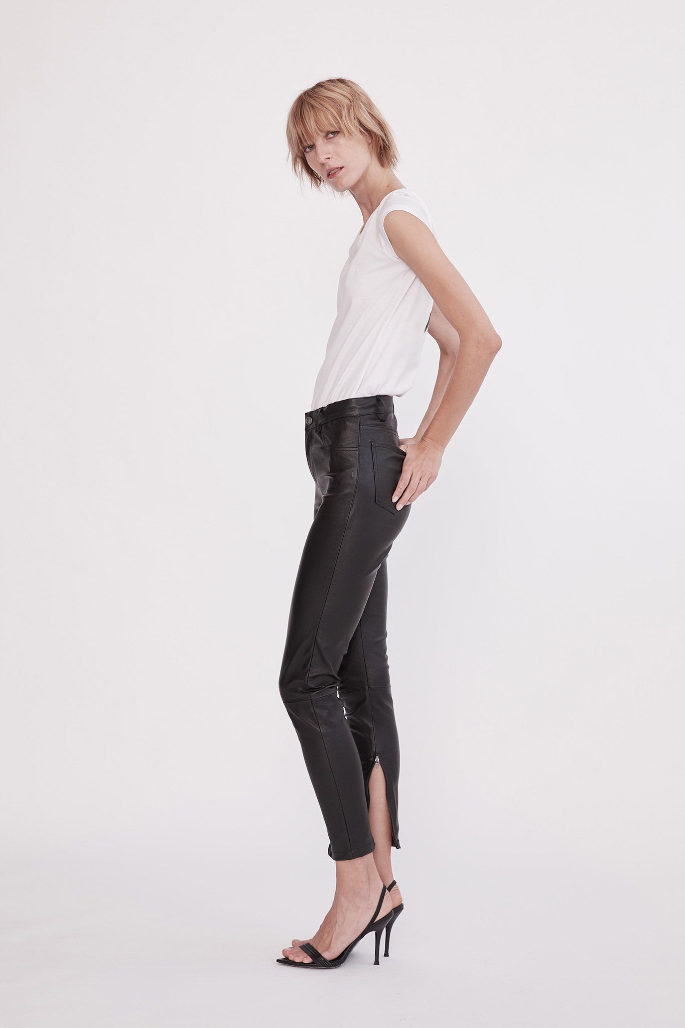 Houston High Rise Legging Black Stretch Leather