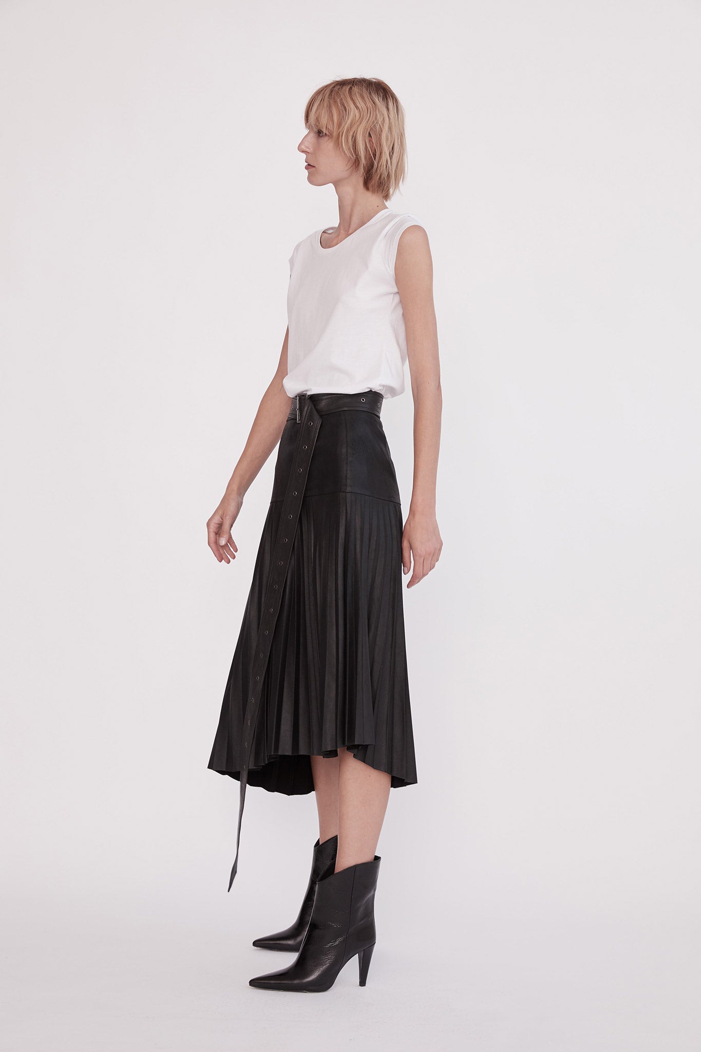 Pleated leather skirt nz sale