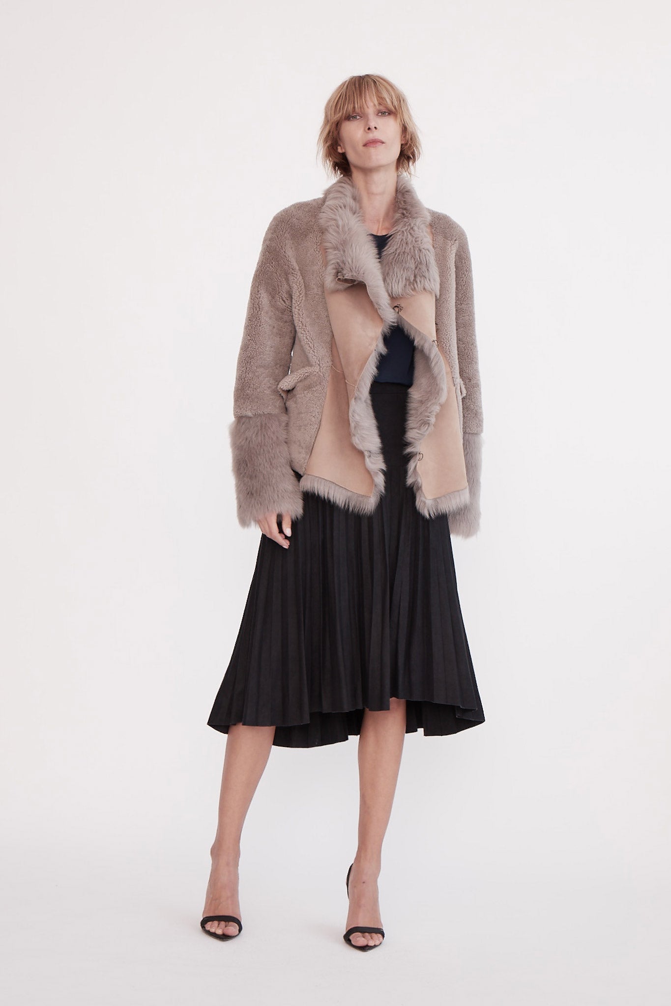 Spring Street Shearling Coat Taupe Shearling