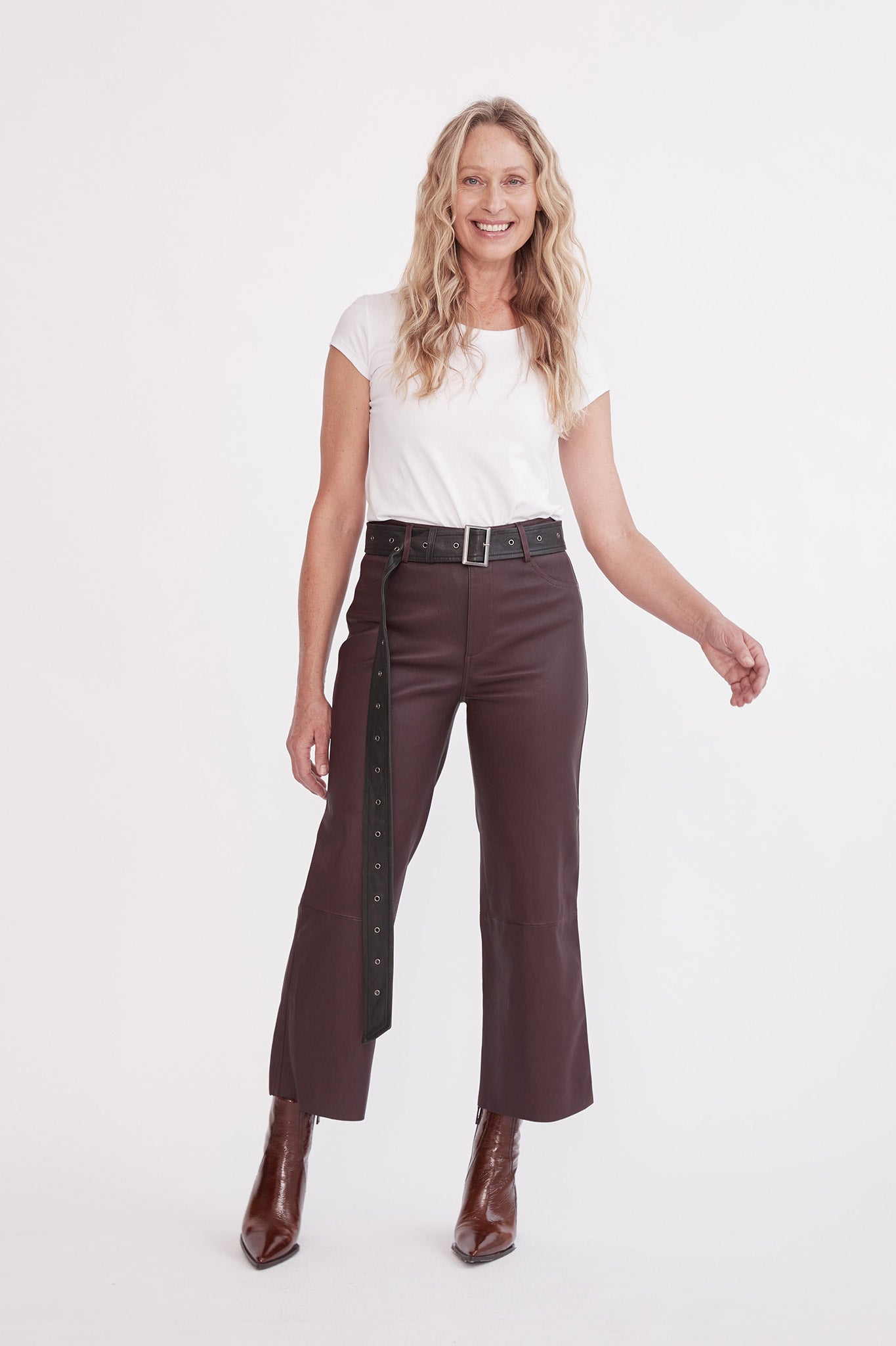 Prospect Pant Shiraz Stretch Leather - SAMPLE