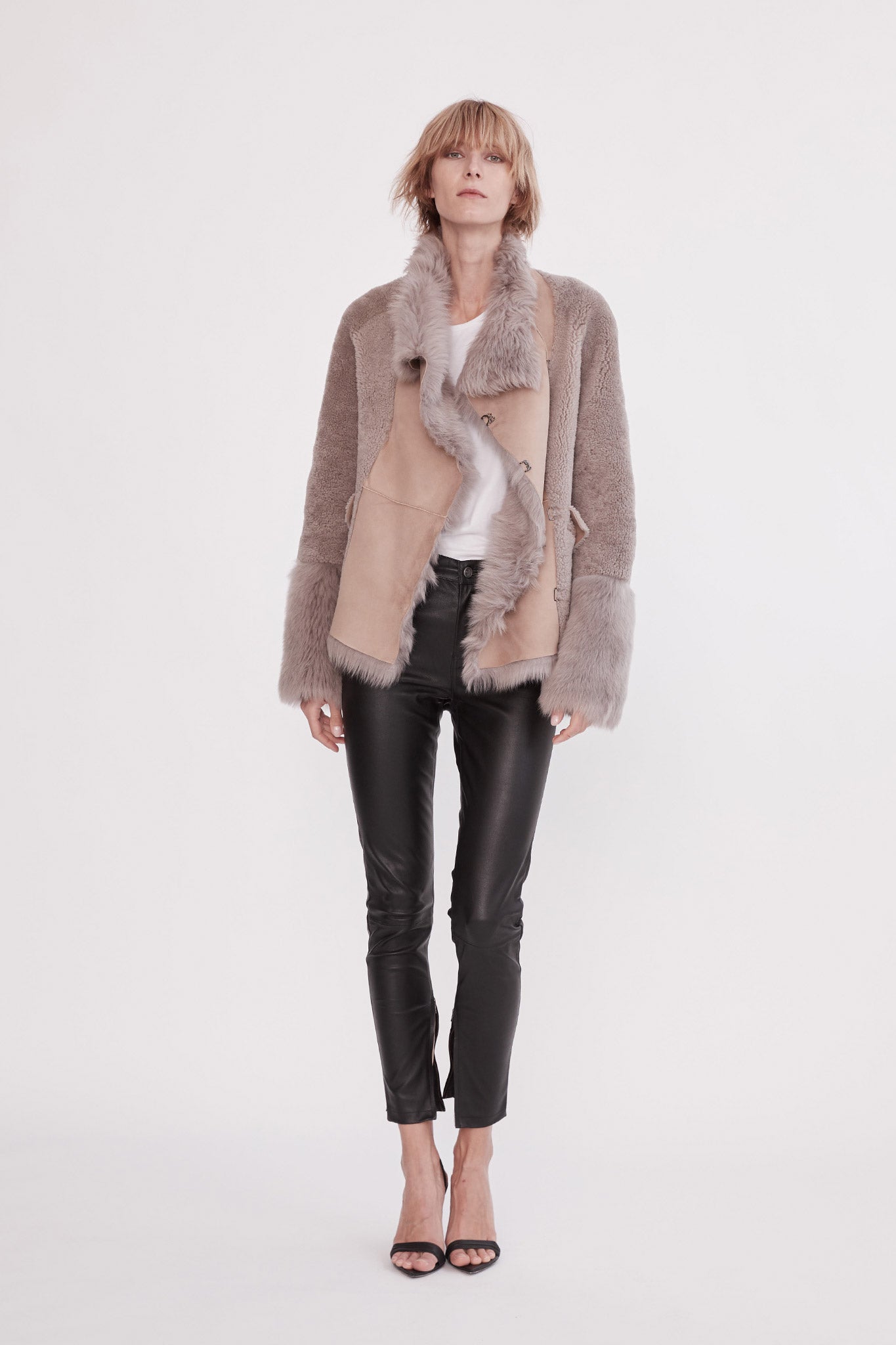 Spring Street Shearling Coat Taupe Shearling