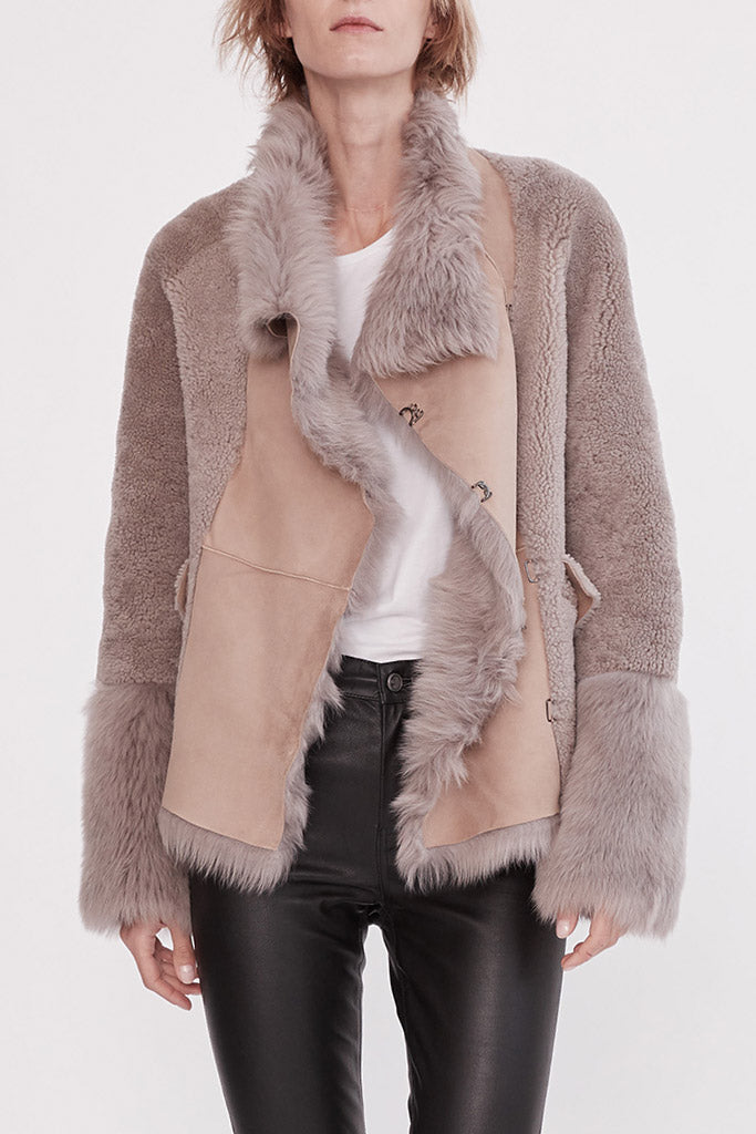 Spring Street Shearling Coat Taupe Shearling