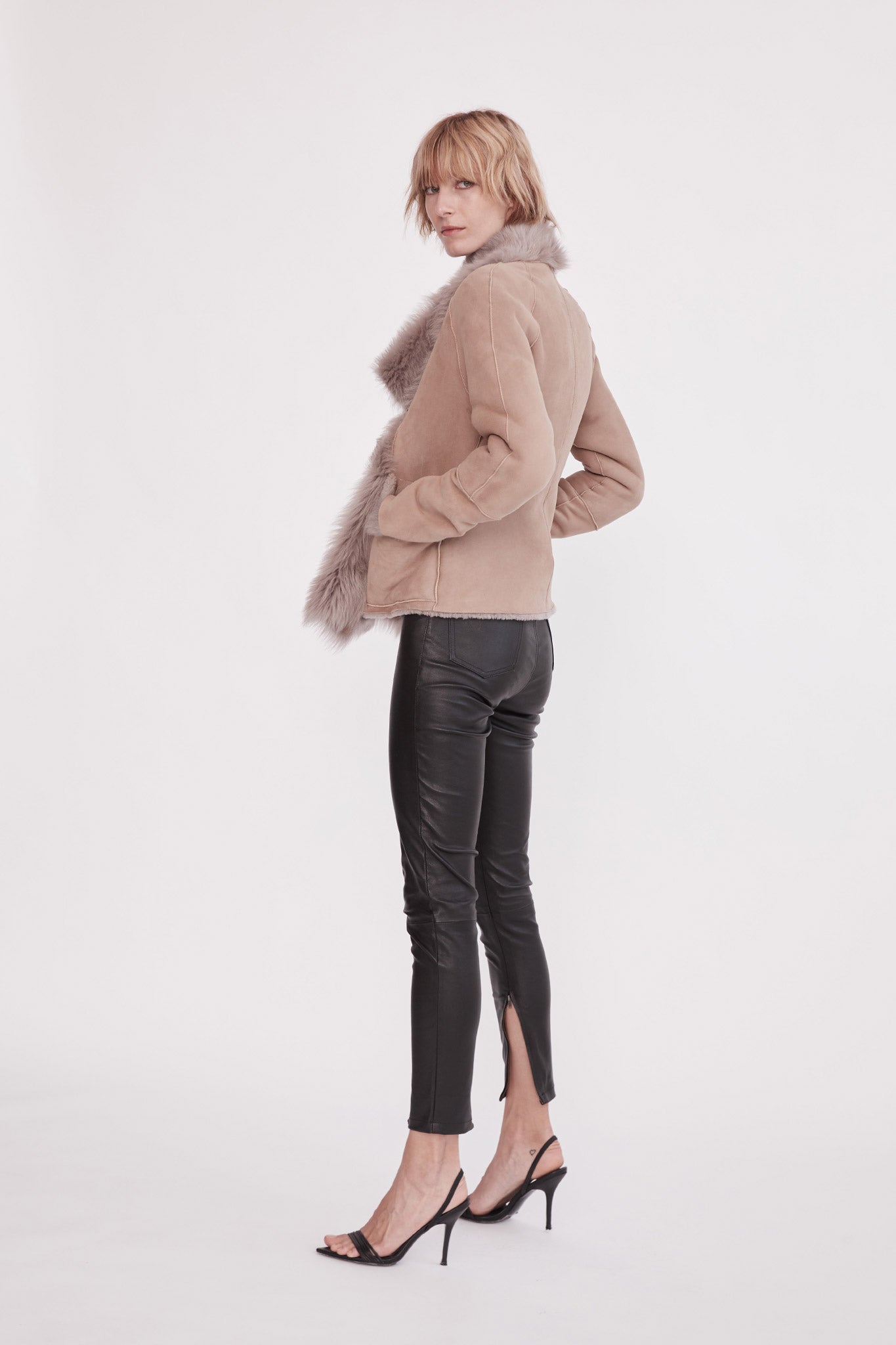 Spring Street Shearling Coat Taupe Shearling