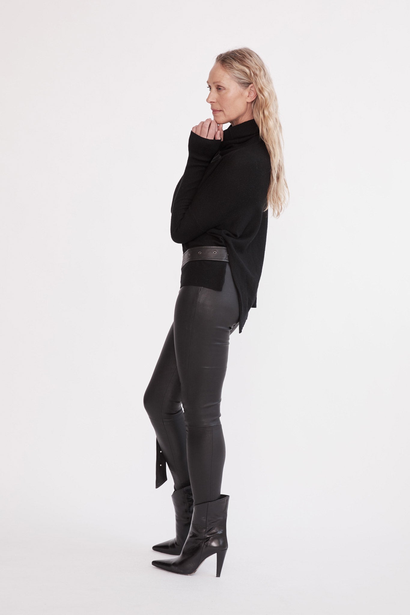 Black leather stretch clearance pants