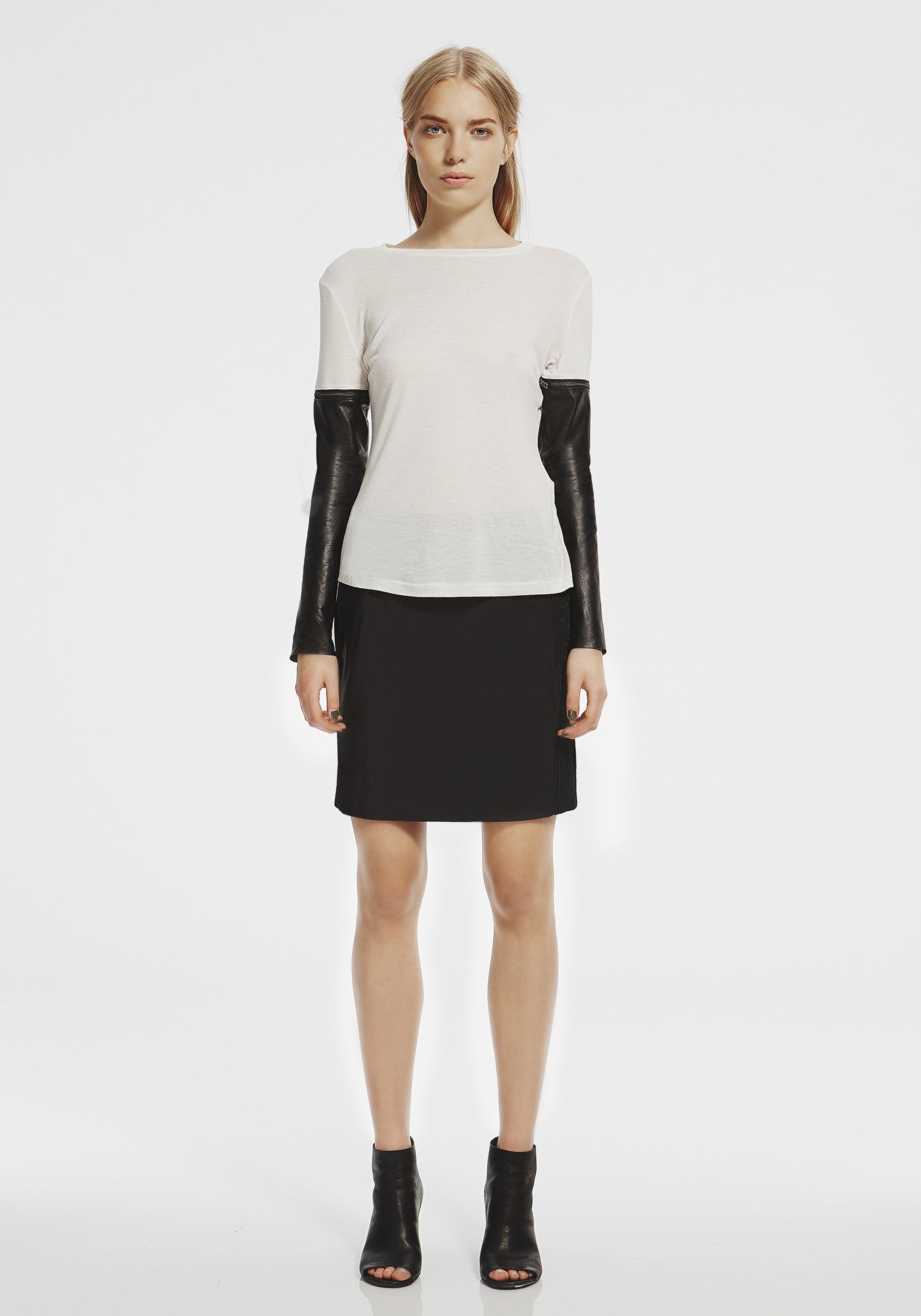 Monroe Street Pencil Skirt Black Leather - SAMPLE