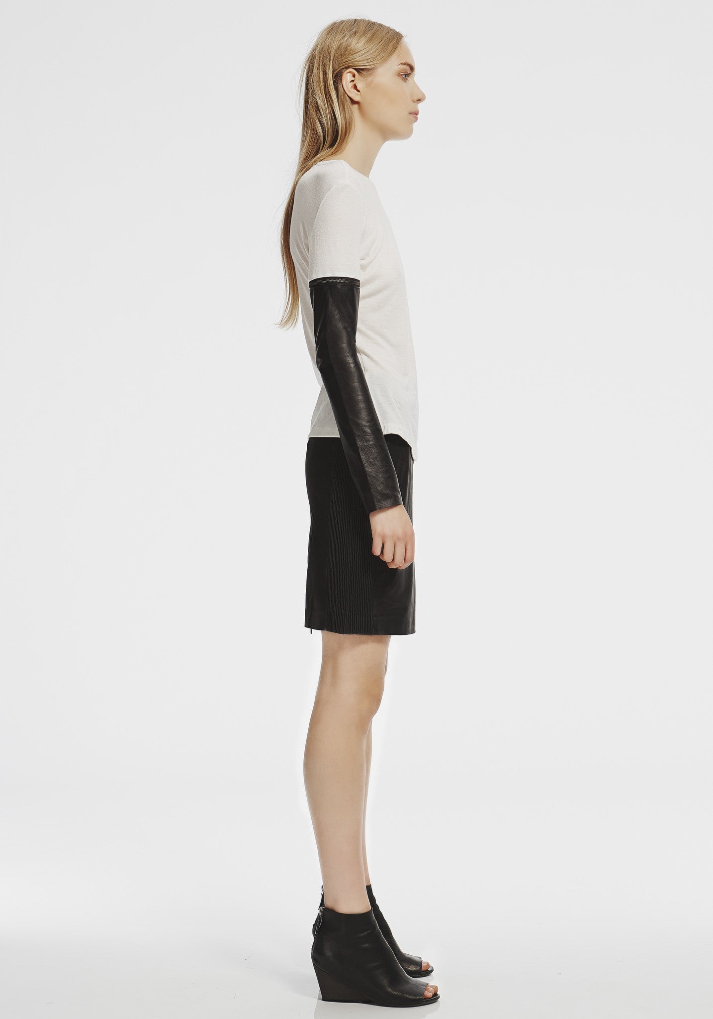 Monroe Street Pencil Skirt Black Leather - SAMPLE