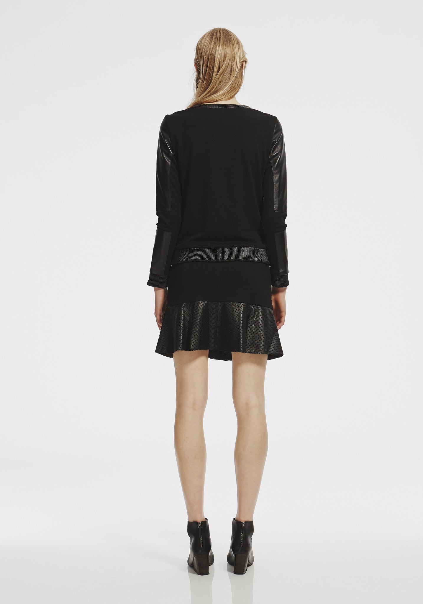 James Leather Sweatshirt in Black - SAMPLE