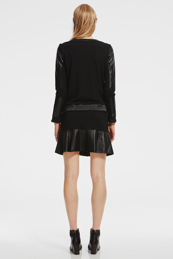 Rockett Skirt perforated Black Leather & Ponti - SAMPLE