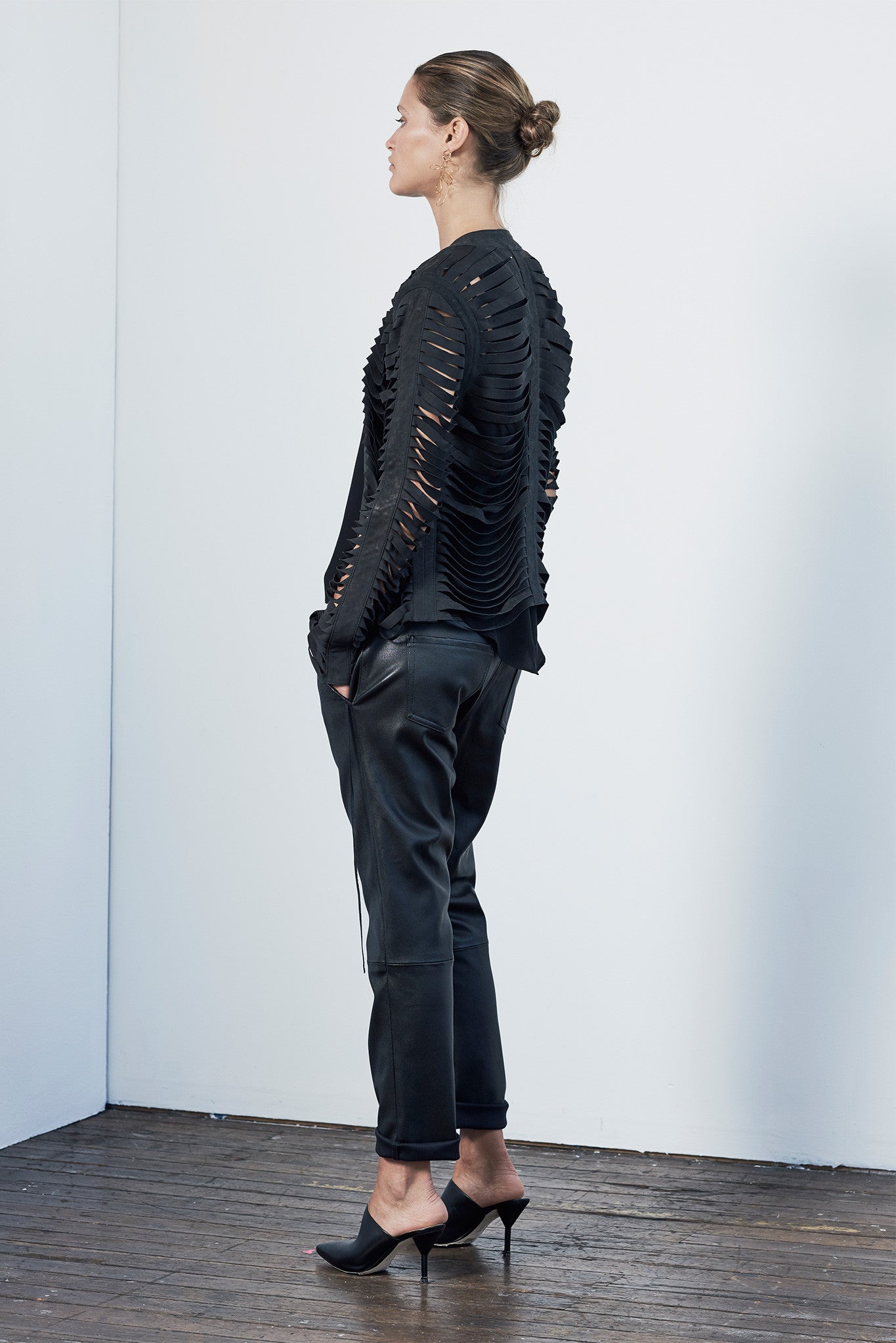 The Balmain Shredded Jacket Black Leather - SAMPLE