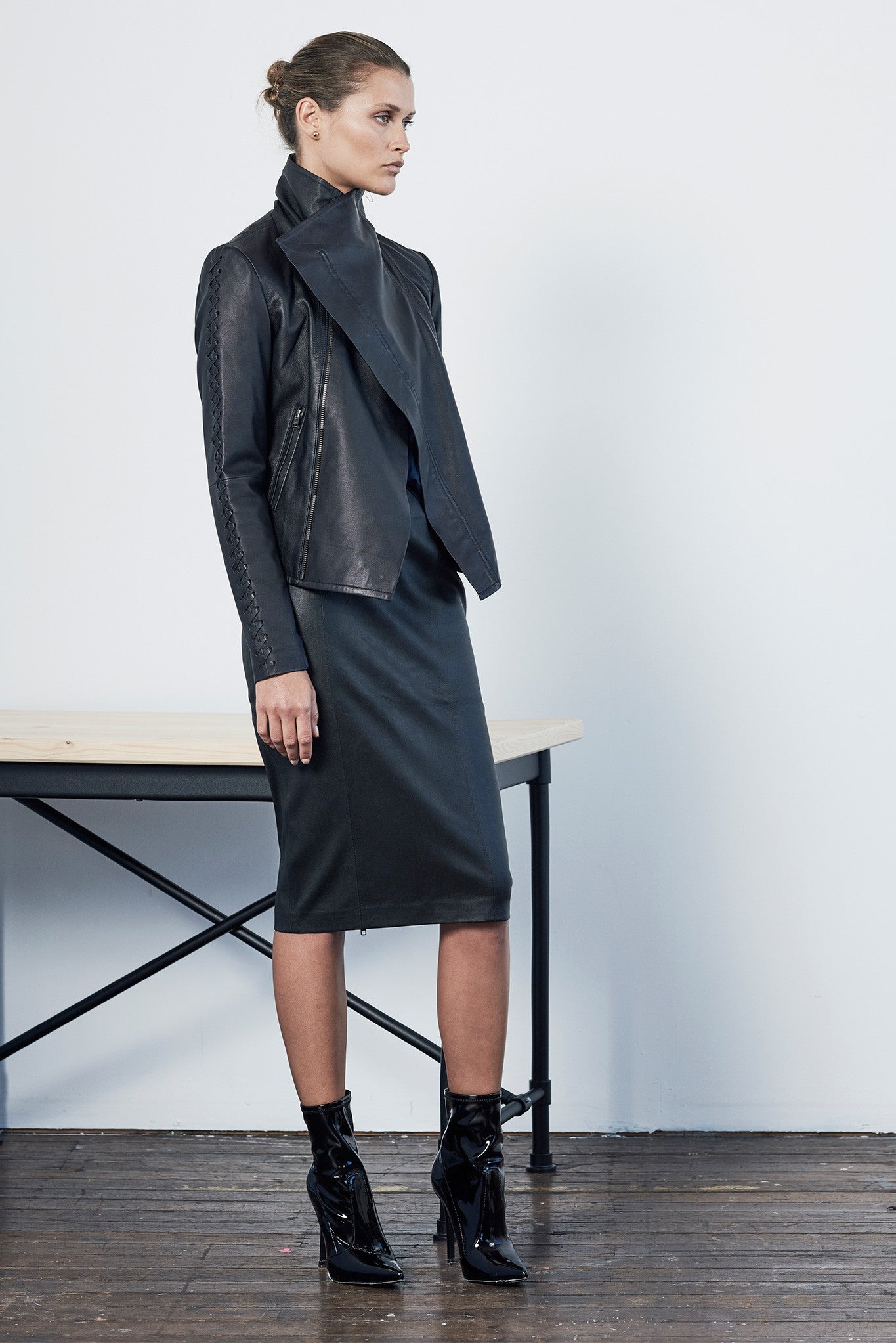 The Paddington Drape Jacket Black Leather