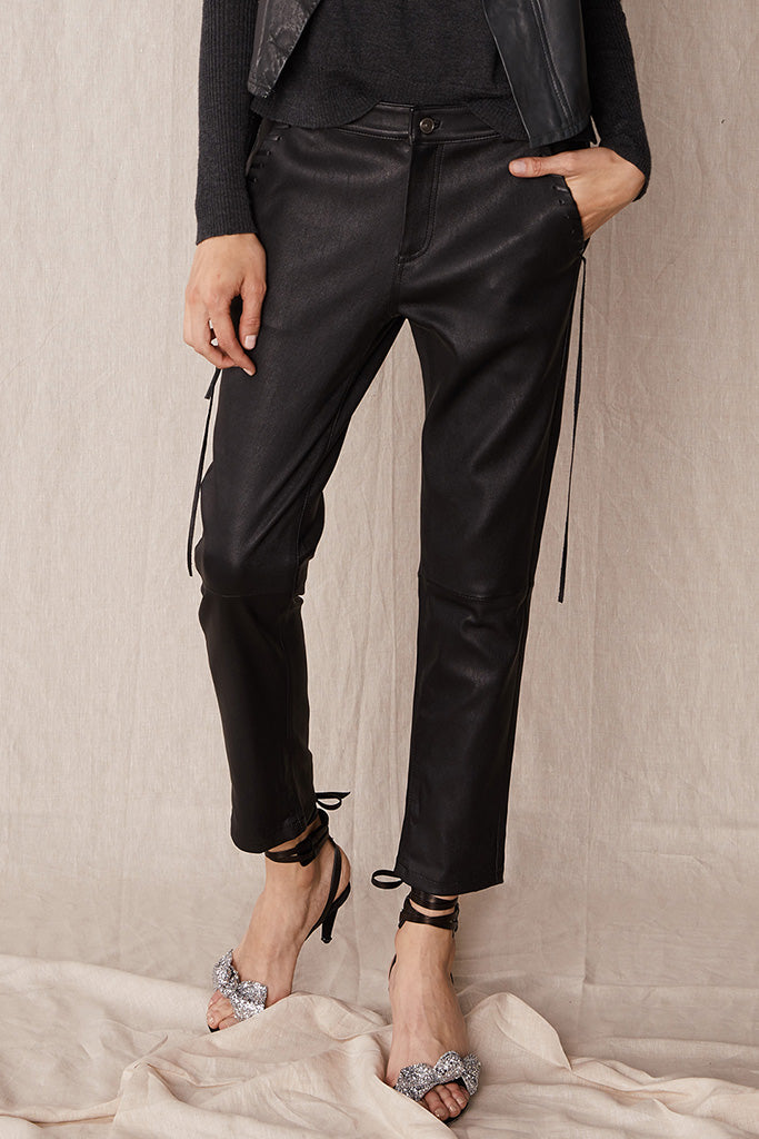 The Bondi Slouch Pant Black Stretch Leather