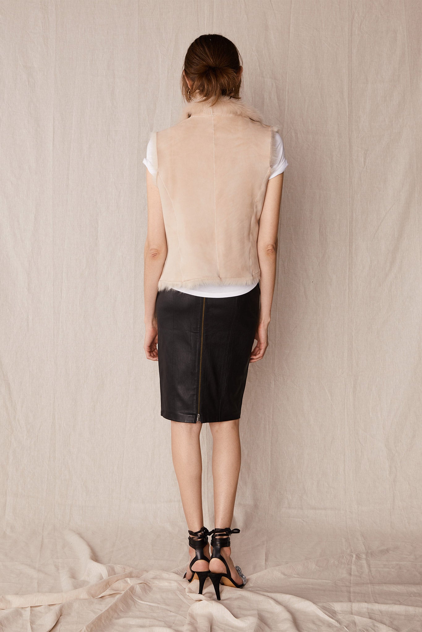 The Americano Pencil Skirt in Black Stretch Leather - SAMPLE