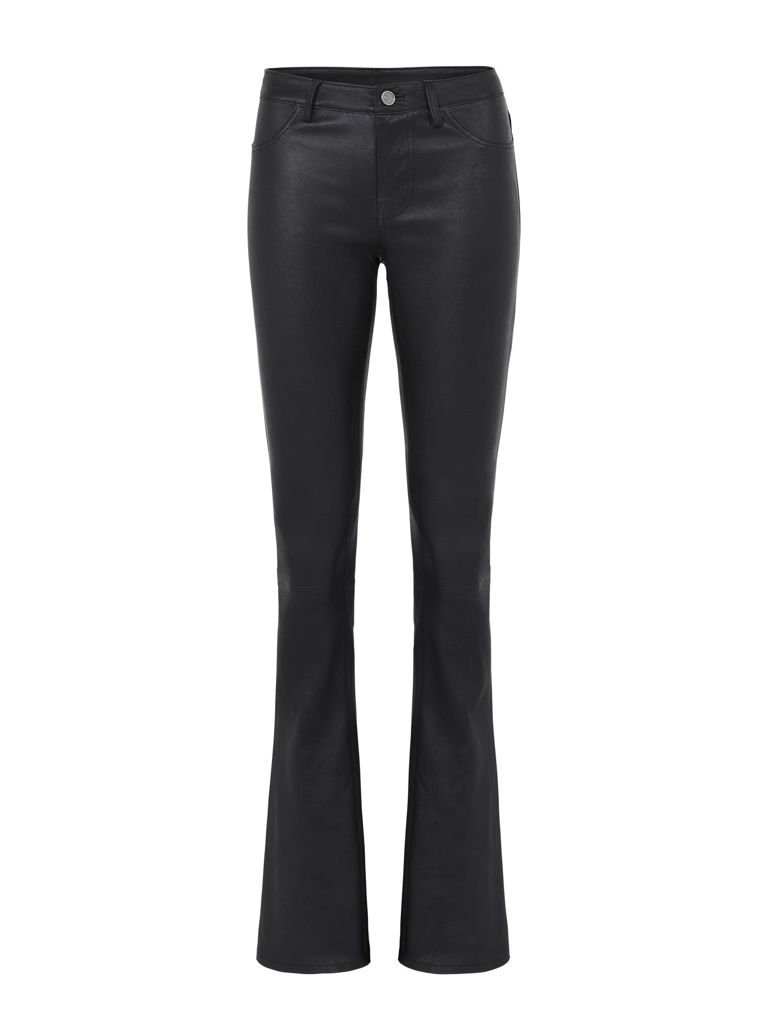 Bowery Flare Pant in Black Stretch Leather - SAMPLE