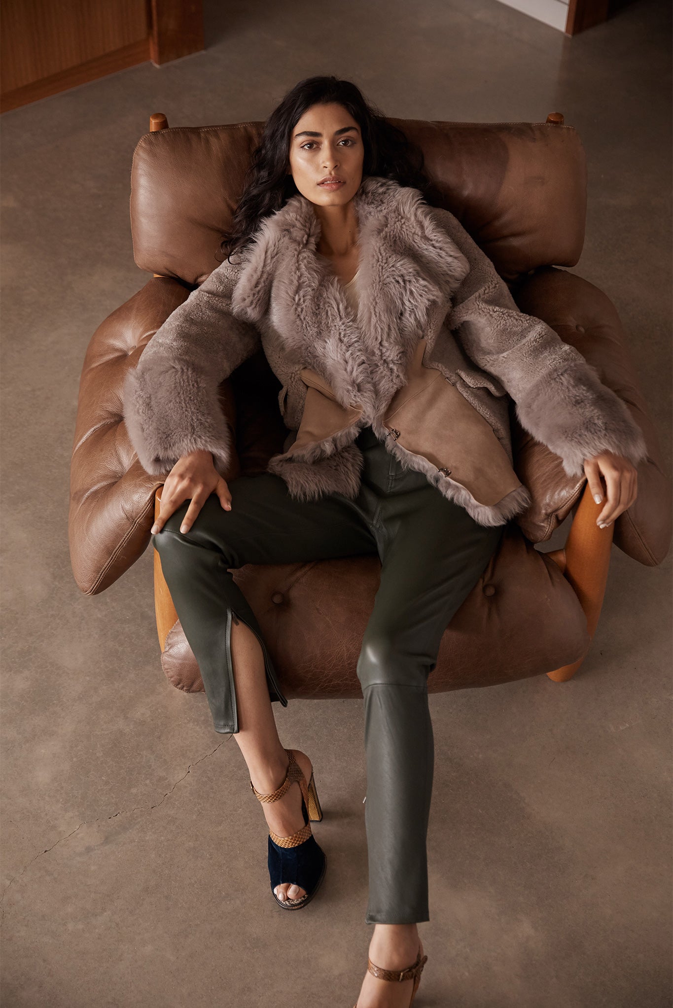 Spring Street Shearling Coat Taupe Shearling