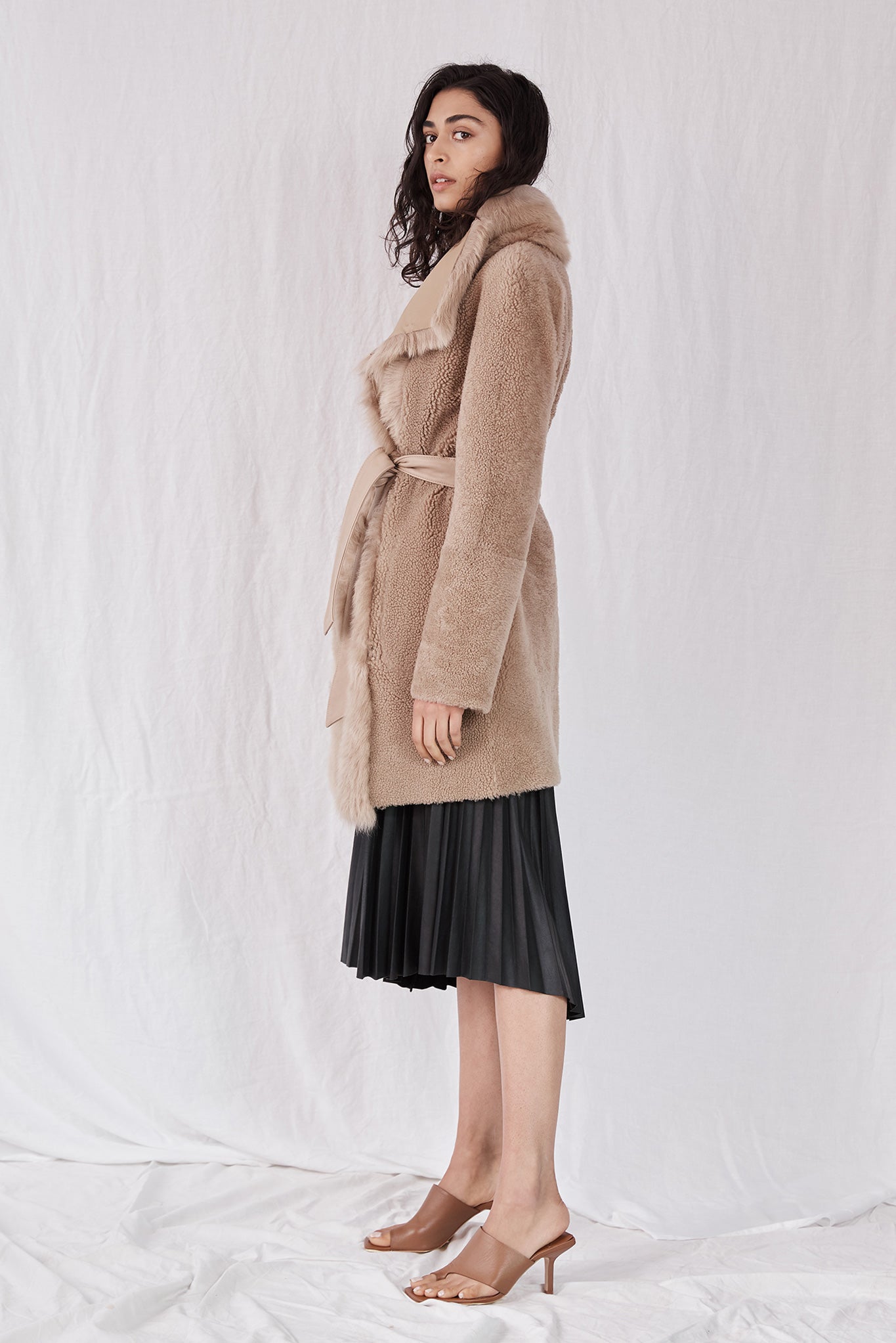 Chelsea Slouch Shearling Coat Biscuit Shearling