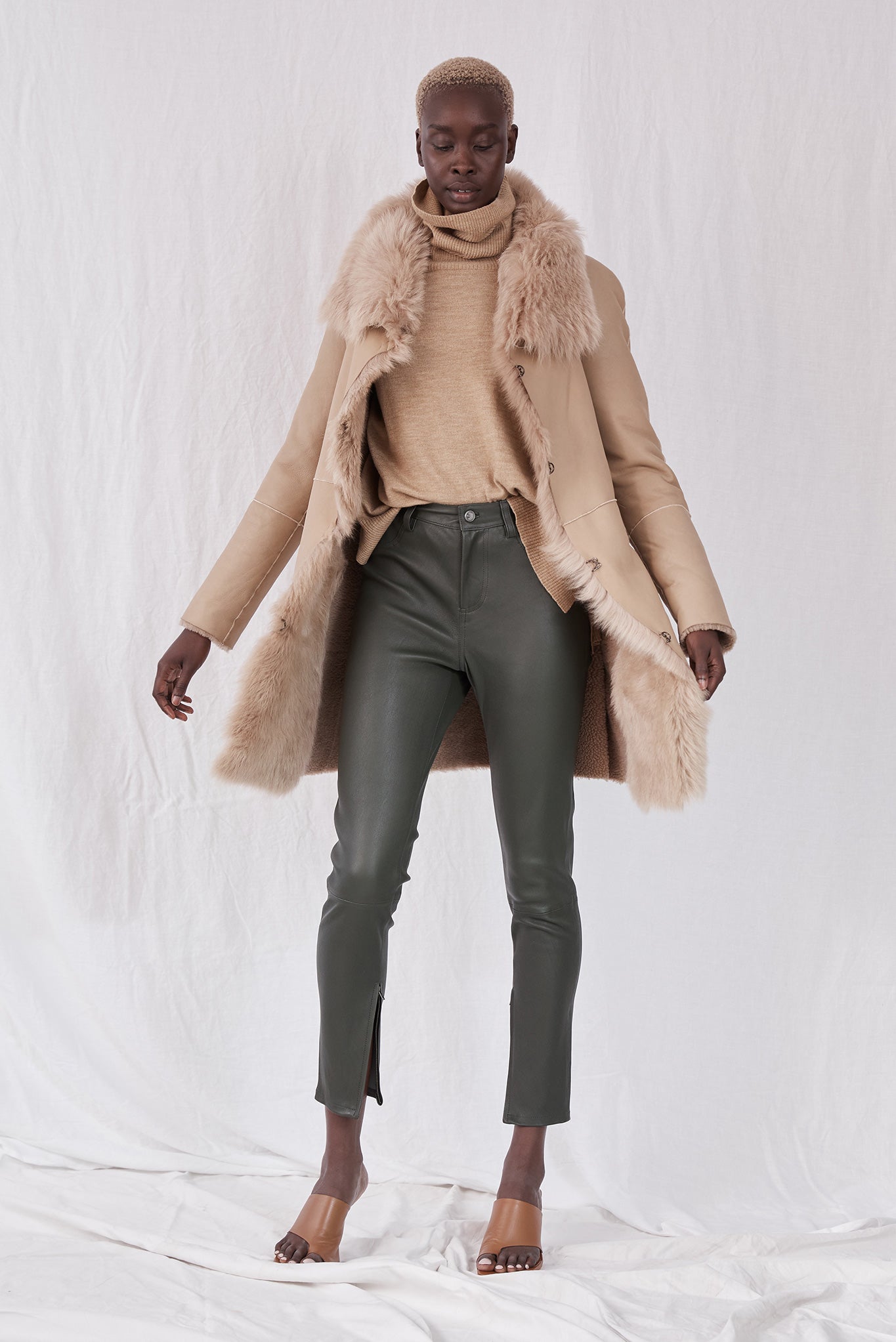 Chelsea Slouch Shearling Coat Biscuit Shearling