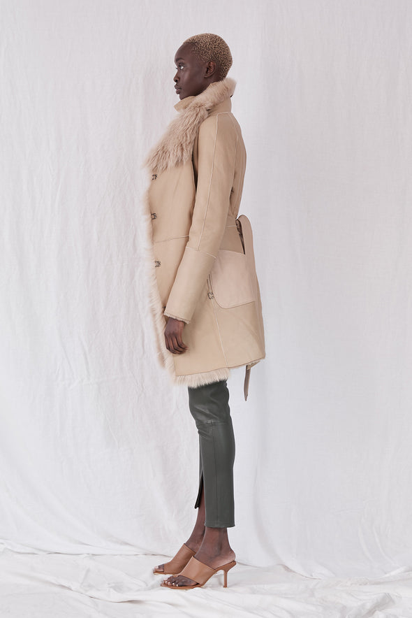 Chelsea Slouch Shearling Coat Biscuit Shearling
