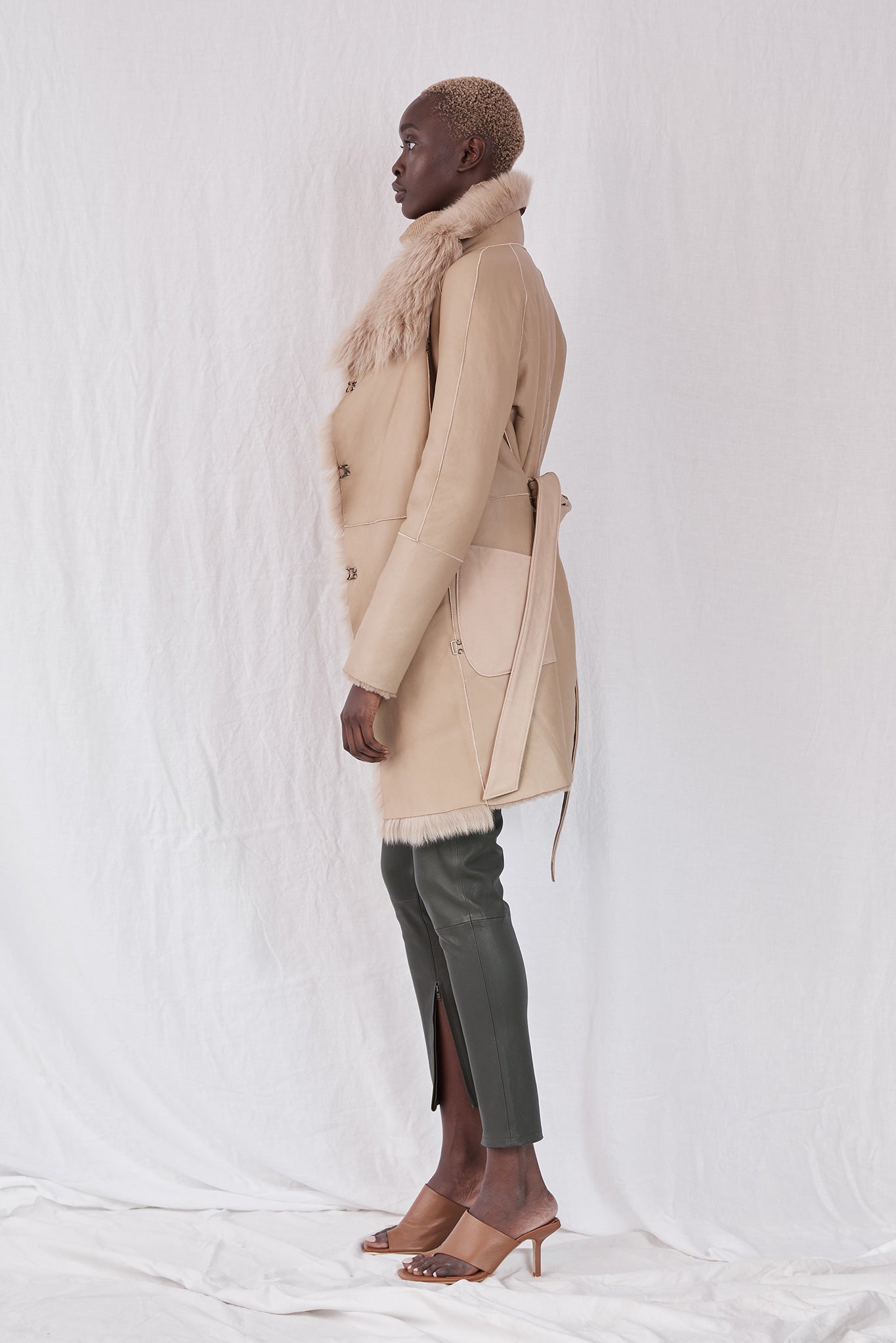 Chelsea Slouch Shearling Coat Biscuit Shearling