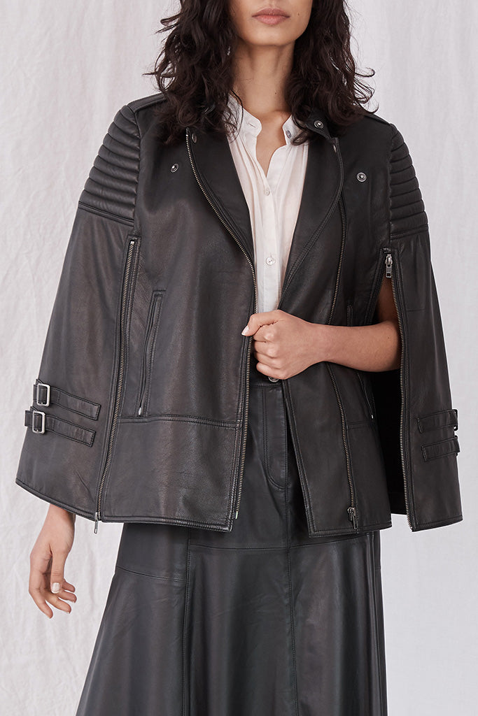 Leather 2025 cape coat