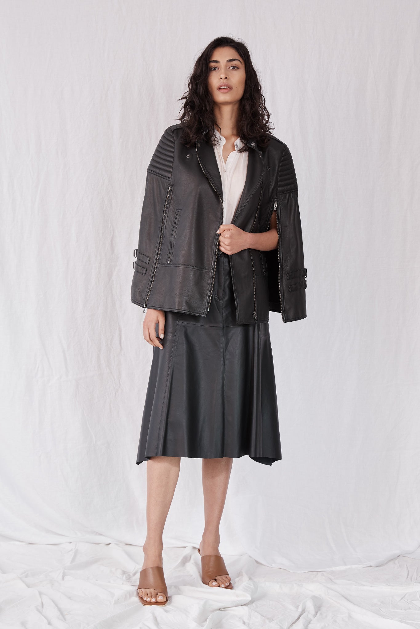 Crosby Cape Black Leather