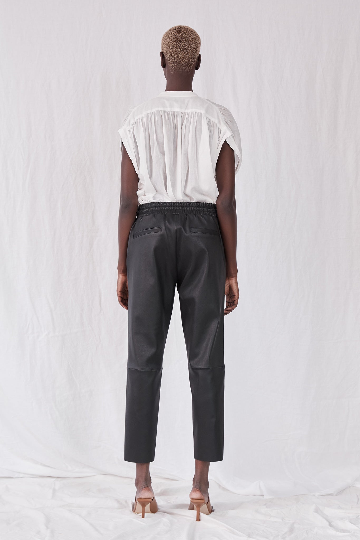 Downtown Track Pant Black Stretch Leather