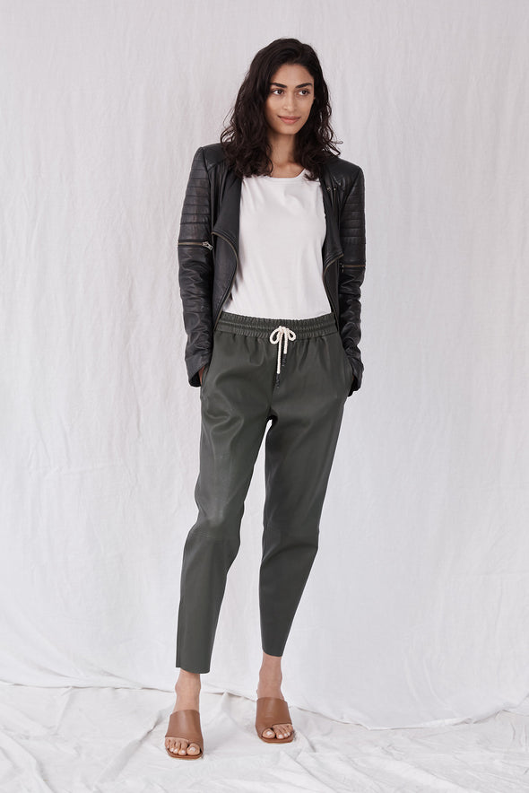 Downtown Track Pant Deep Depths Stretch Leather - SAMPLE
