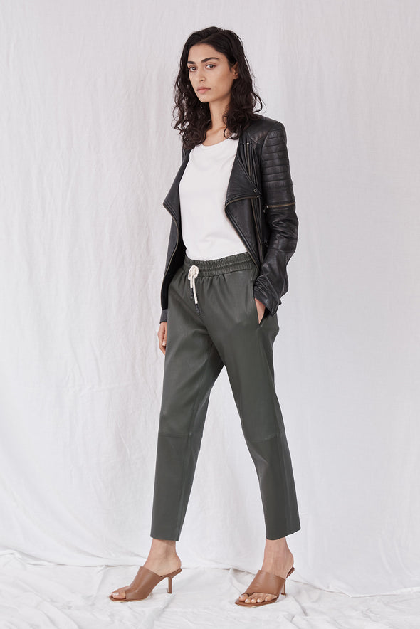 Downtown Track Pant Deep Depths Stretch Leather - SAMPLE