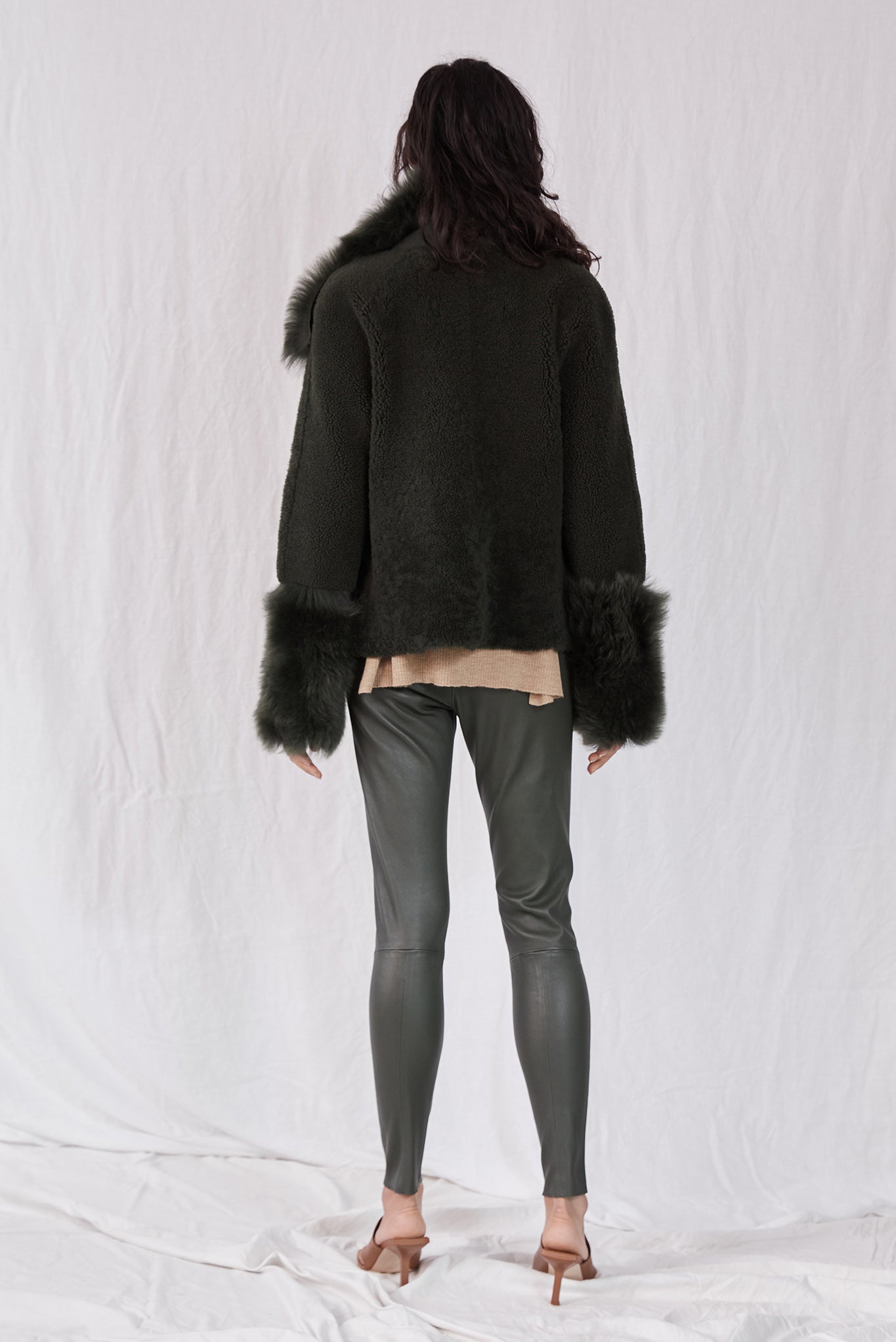 Spring Street Shearling Coat Moss Green Shearling