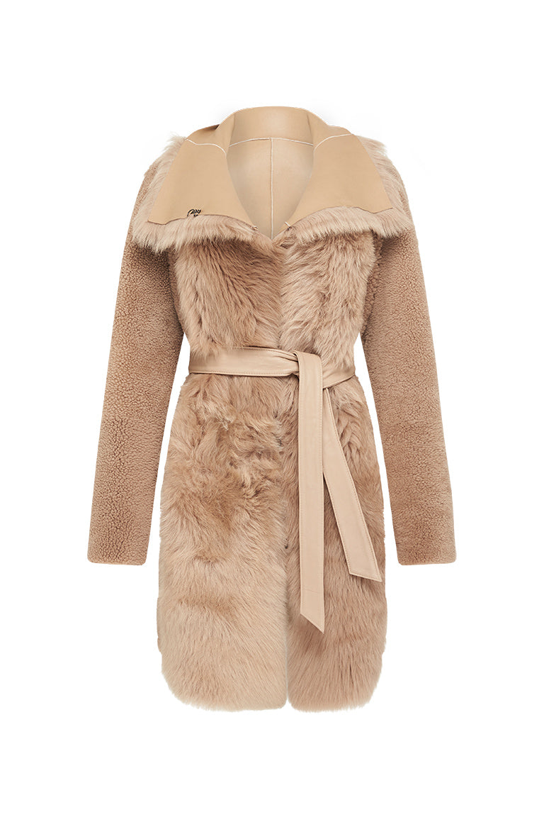 Chelsea Slouch Shearling Coat Biscuit Shearling