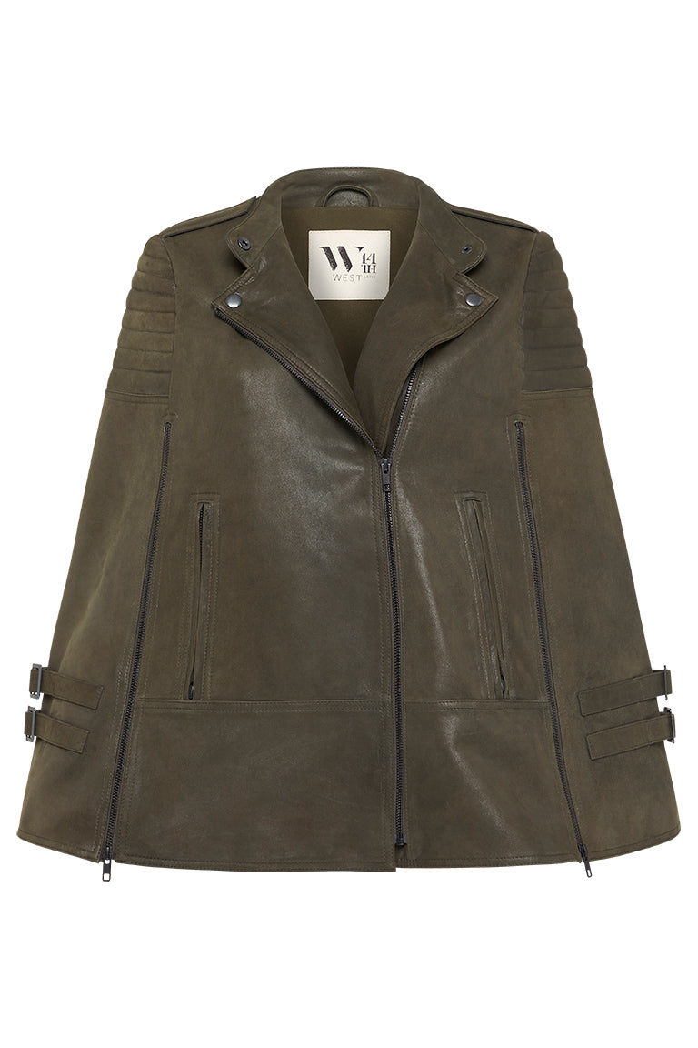 Green leather store jacket womens