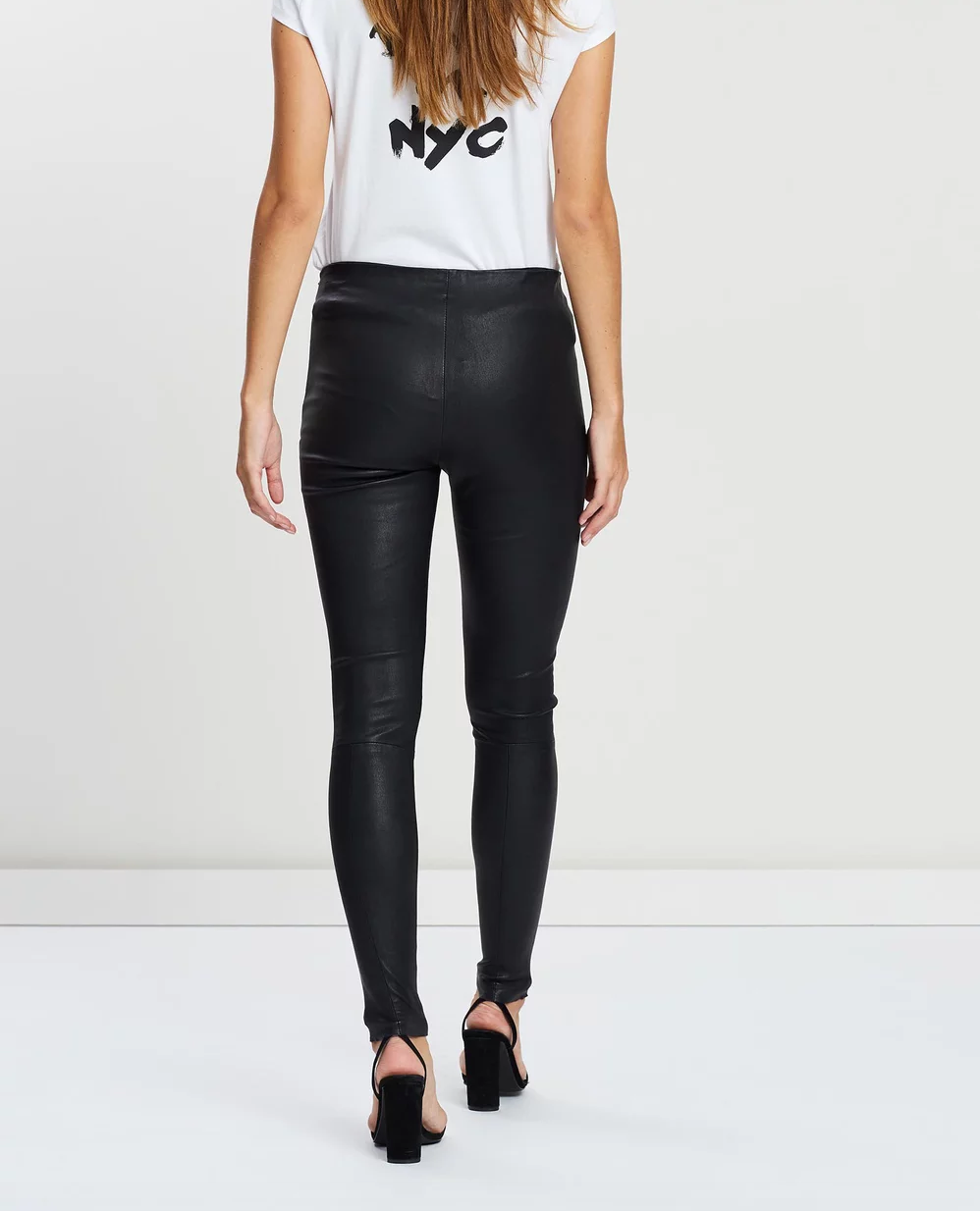 West Broadway Sleek Leather Leggings Black