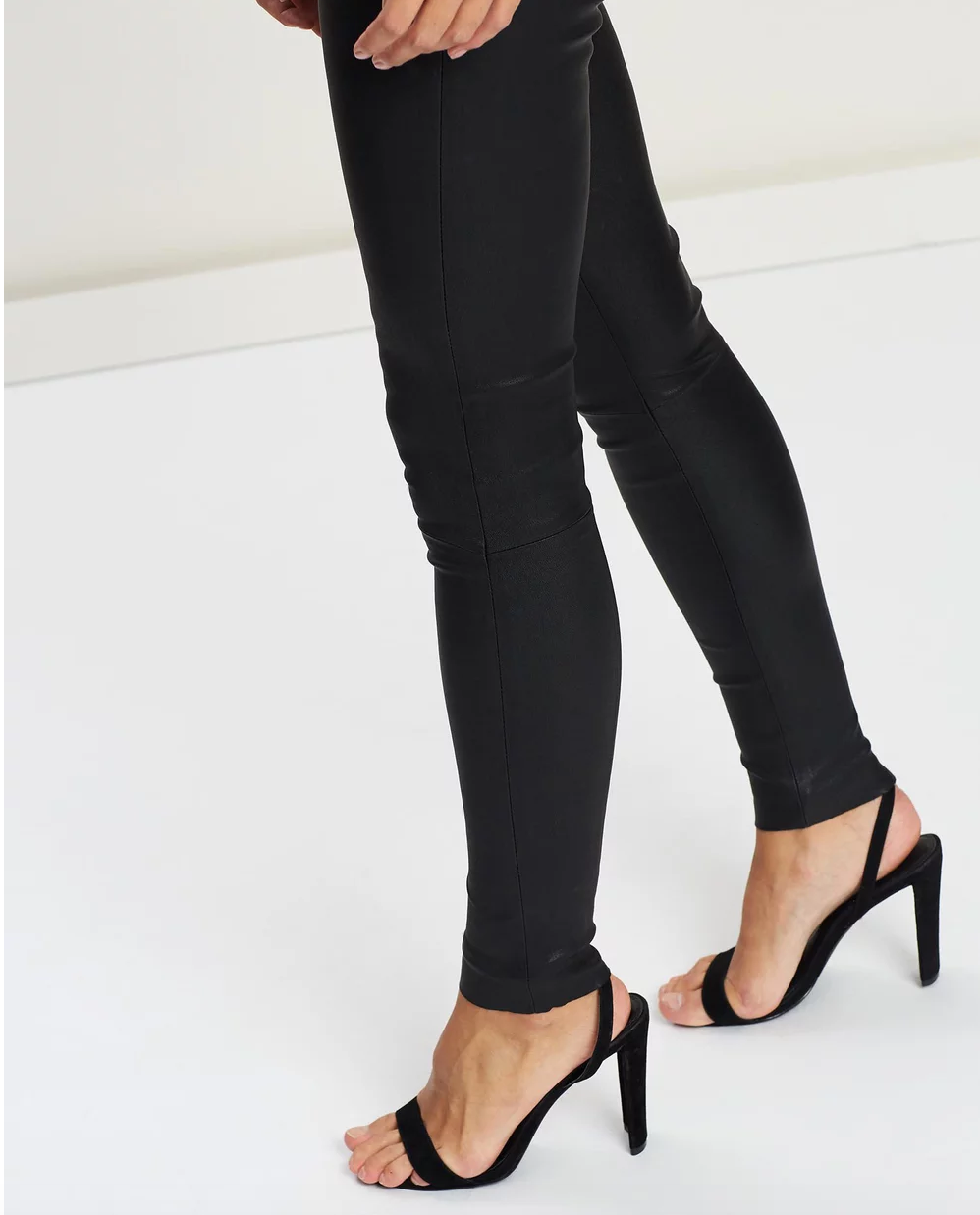 West Broadway Sleek Leather Leggings Black