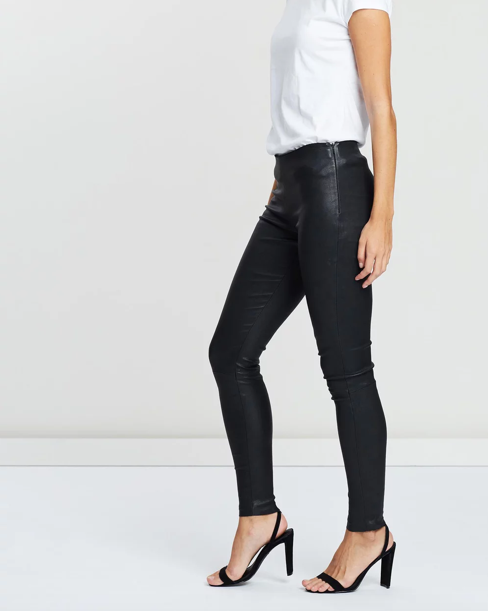 West Broadway Sleek Leather Leggings Black