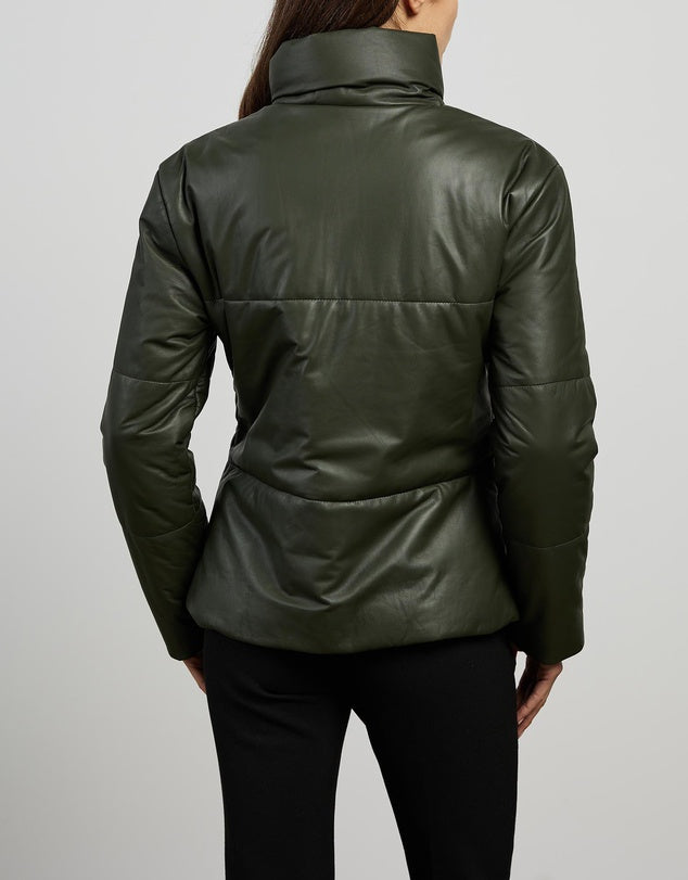 Uptown Puffer Jacket Bottlebush Green Leather