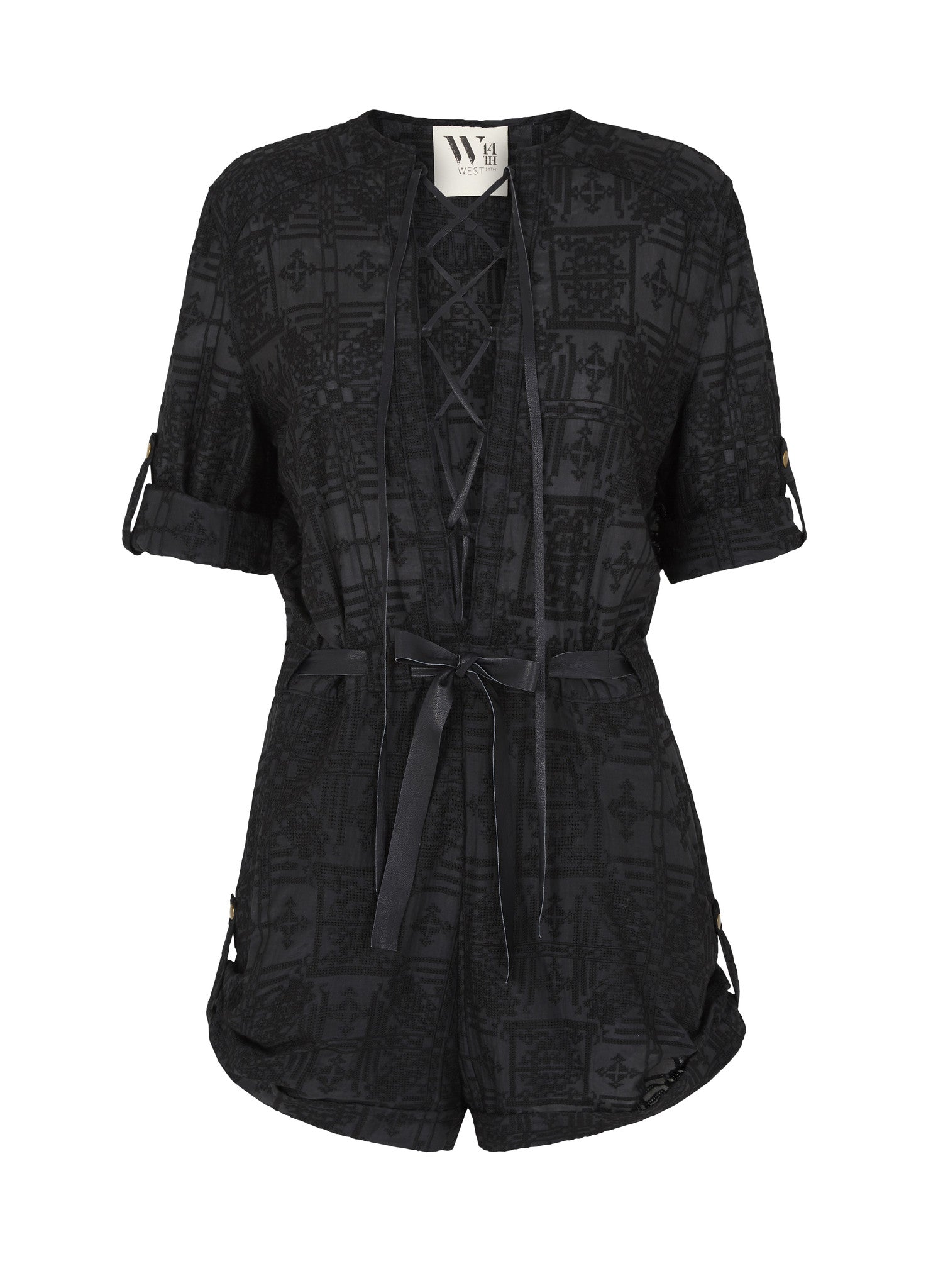 Glenayr Playsuit Riptide Black & Black Leather - SAMPLE