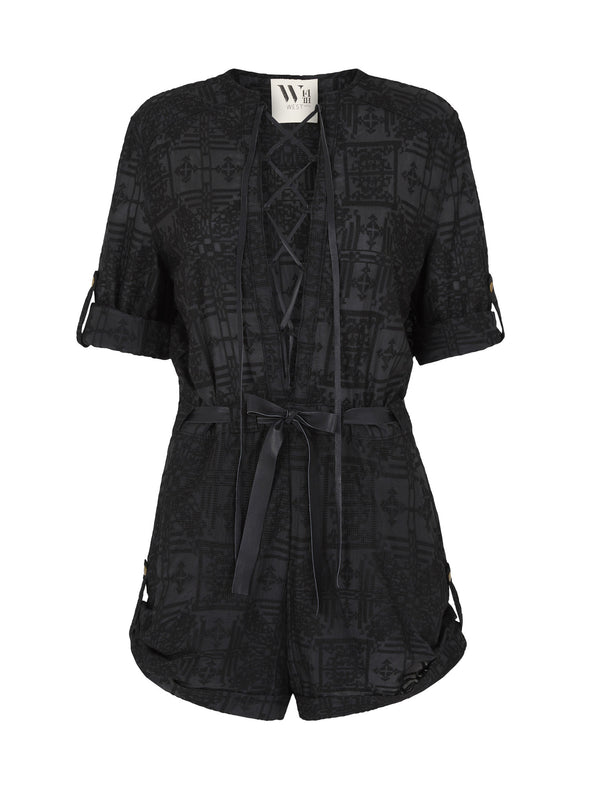 Glenayr Playsuit Riptide Black & Black Leather - SAMPLE