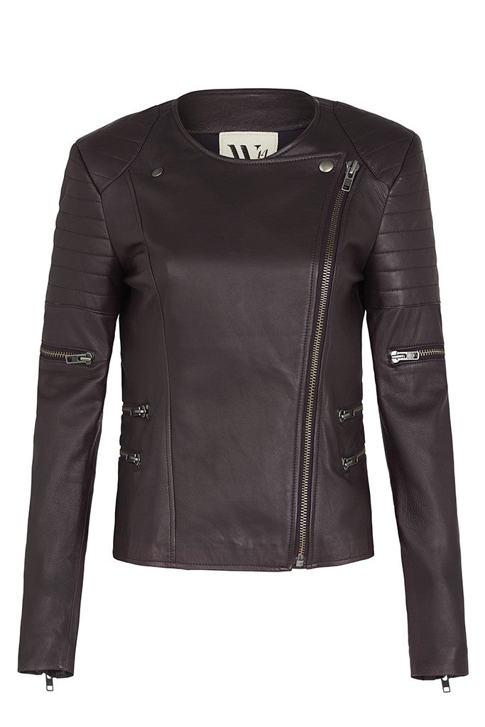 Greenwich Street Motor Jacket Malbec Leather - SAMPLE