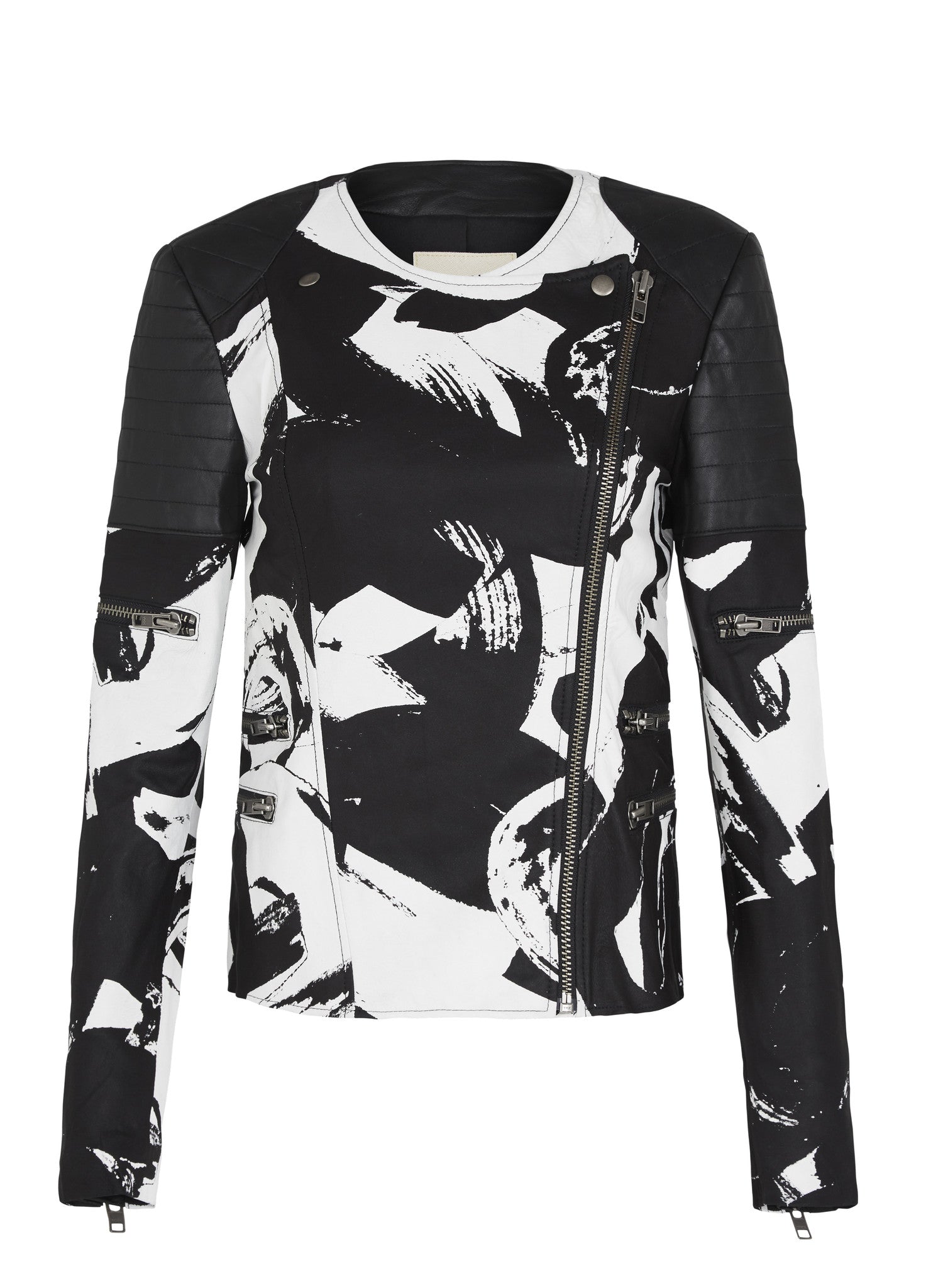 Greenwich Street Motor Jacket in Printed Leather - SAMPLE