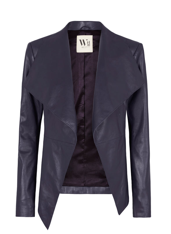 Isabella on Columbus Drape Jacket in Twilight Purple Leather - SAMPLE