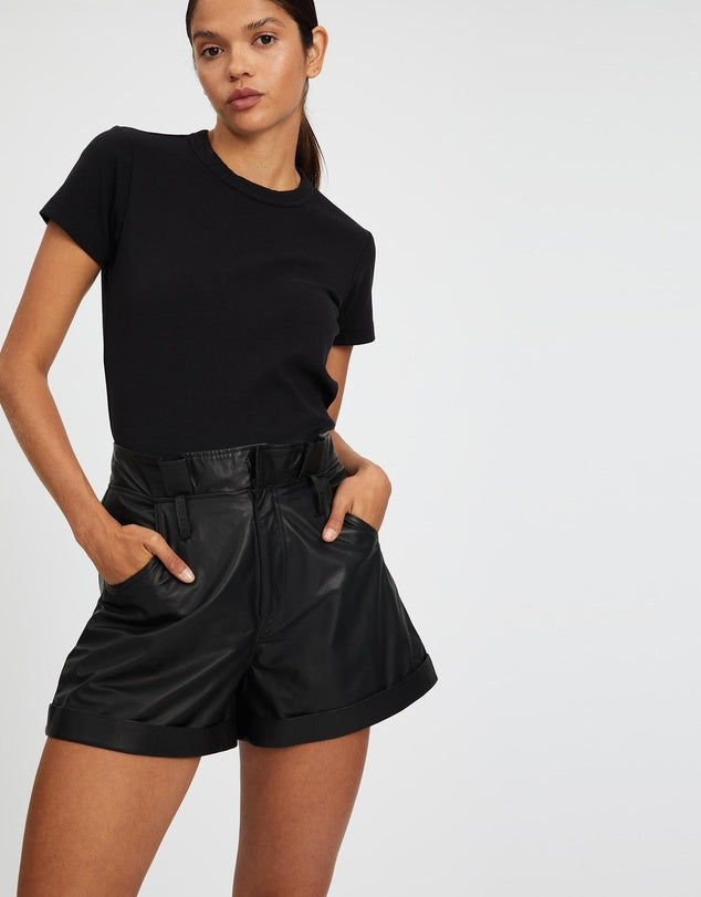 Sullivan Paperbag Short Summer Black Leather