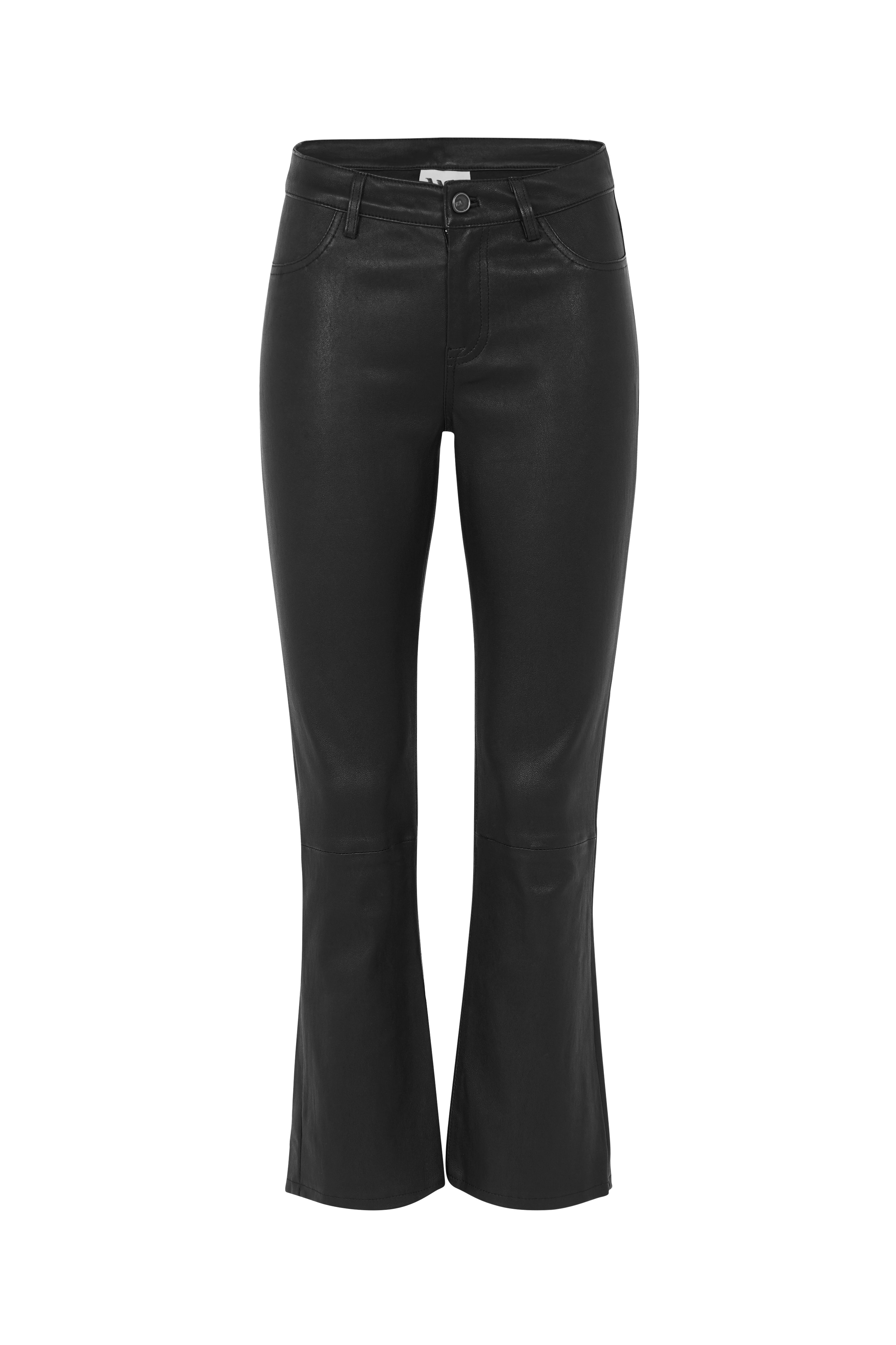 Midtown Kick Flare Pant Black Stretch Leather