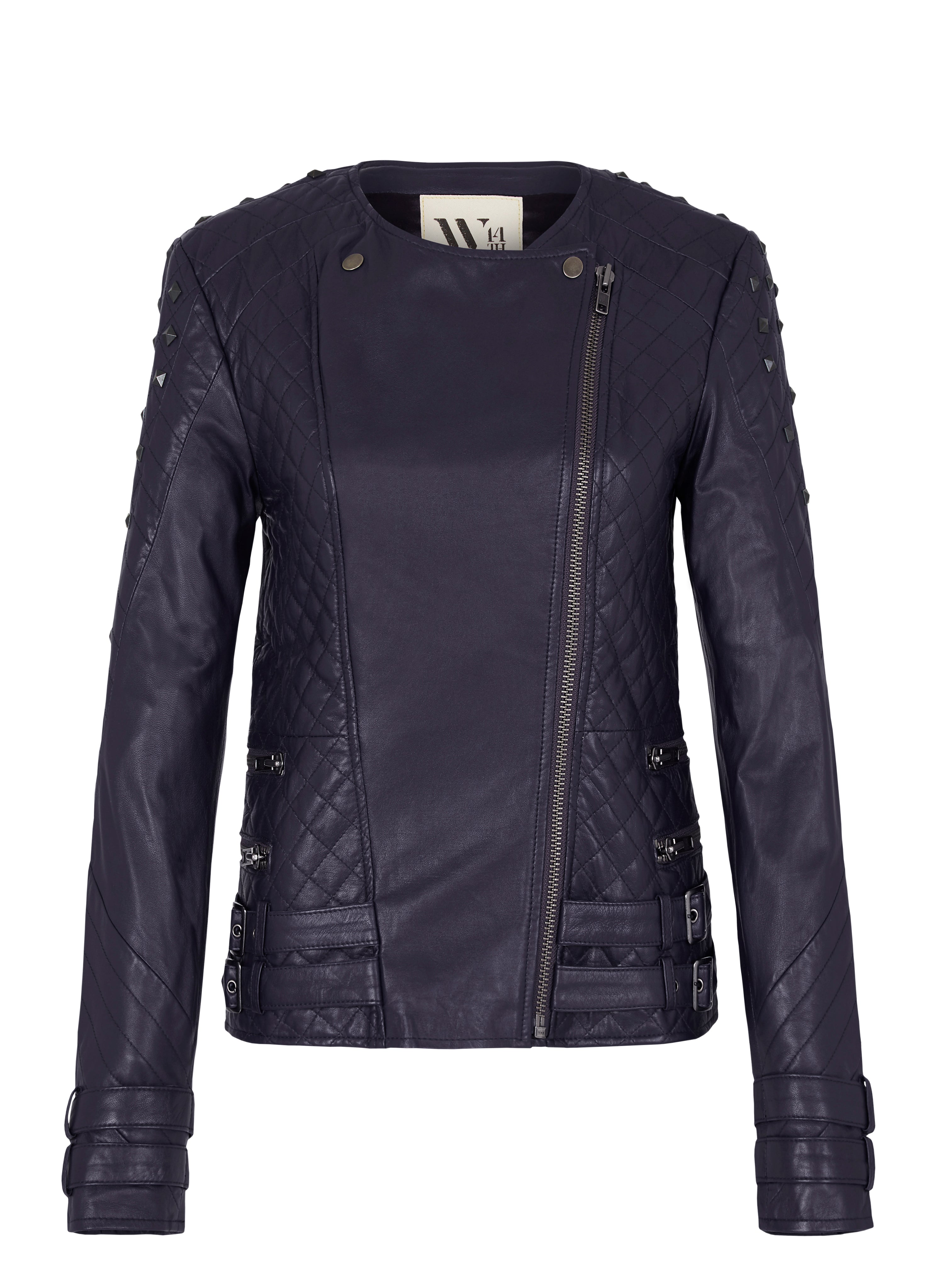 Park Slope Quilted Jacket Twilight Purple Leather with Studs- SAMPLE