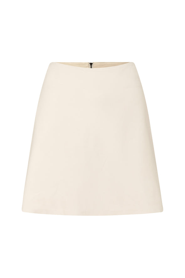 Rockefeller A-line Leather Skirt Seashell Leather